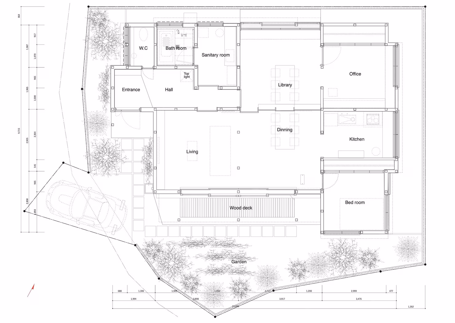 پلان طراحی منظر یک باغ ژاپنی